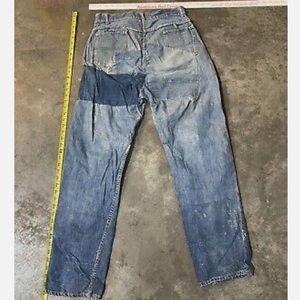 Vtg 1950s JCPenney FOREMOST Misses 20 denim Saddle Jeans 30x30 Patched Repaired